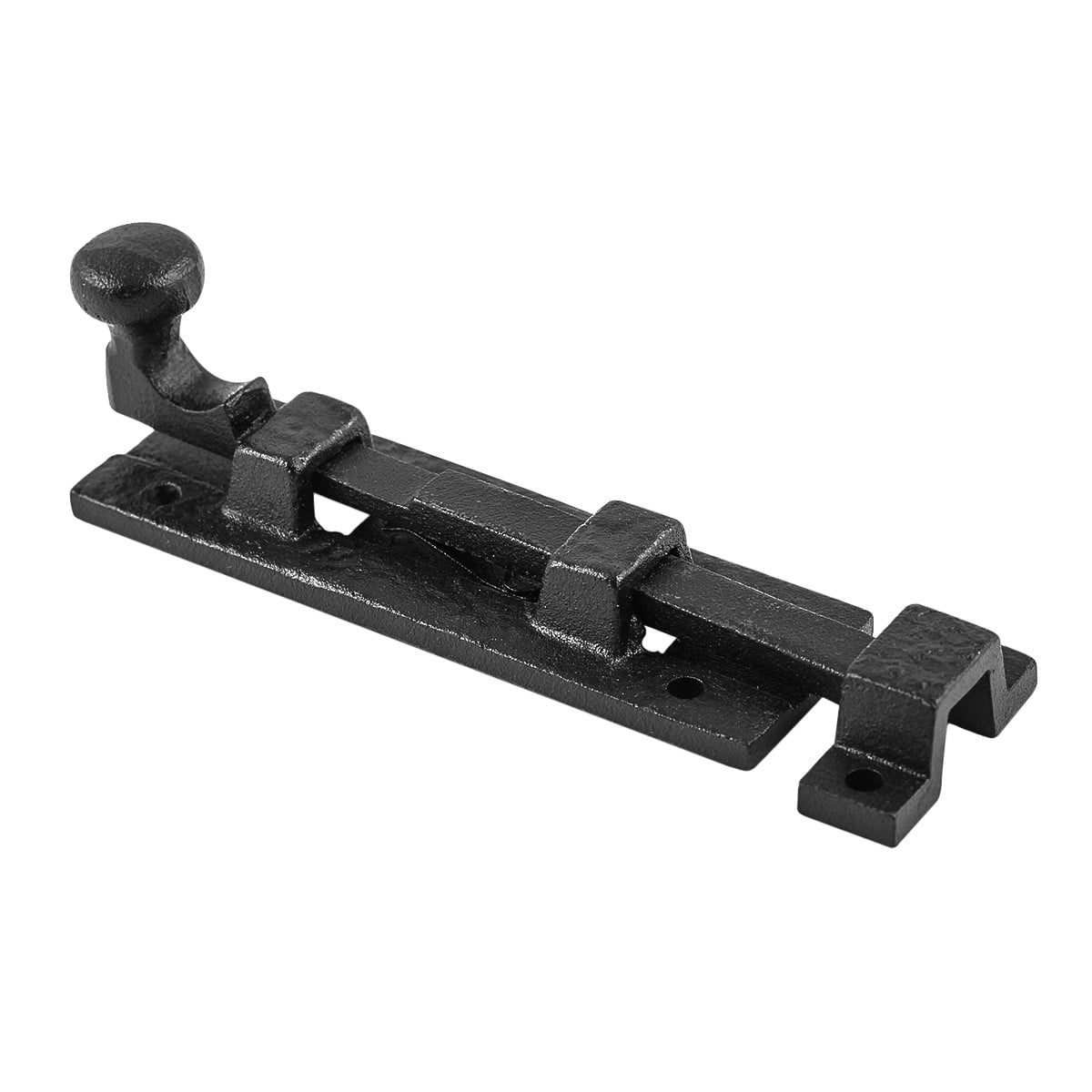 Renovators Supply Slide Bolt Latch 4" Black Wrought Iron Slide Bolt with Catch and Mounting