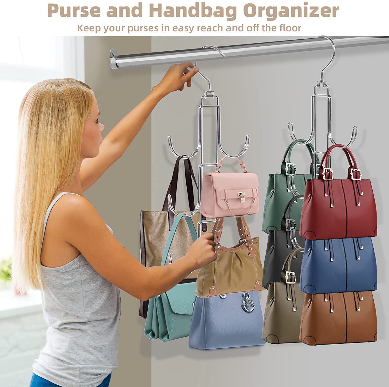 Cheers US Hanging Purse Organizer For Closet Clear Handbag Organizer For  Purses, Handbags Etc - Walmart.com