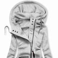 thumbnail image 2 of ZEHJUHAN Women's Urban Motion Jacket: Slim-Fit Zip Hoodie with Pleated Detail & Adjustable Drawstring Gray White，S, 2 of 4