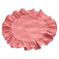 thumbnail image 2 of 15 Inch Boho Fabric Placemat, Rustic Farmhouse Round Ruffle Place Mat, Washable Scalloped Edge Table Mats for Kitchen Dining Party Table Decor, 2 of 7