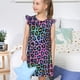 thumbnail image 4 of Fotbe Rainbow Animal Skin Vestido de Dormir para Niñas de 3 a 10 Años, Mangas Cortas, Estilo Princesa, Pijama Camisón con Mangas Voladas-XX-Large, 4 of 6