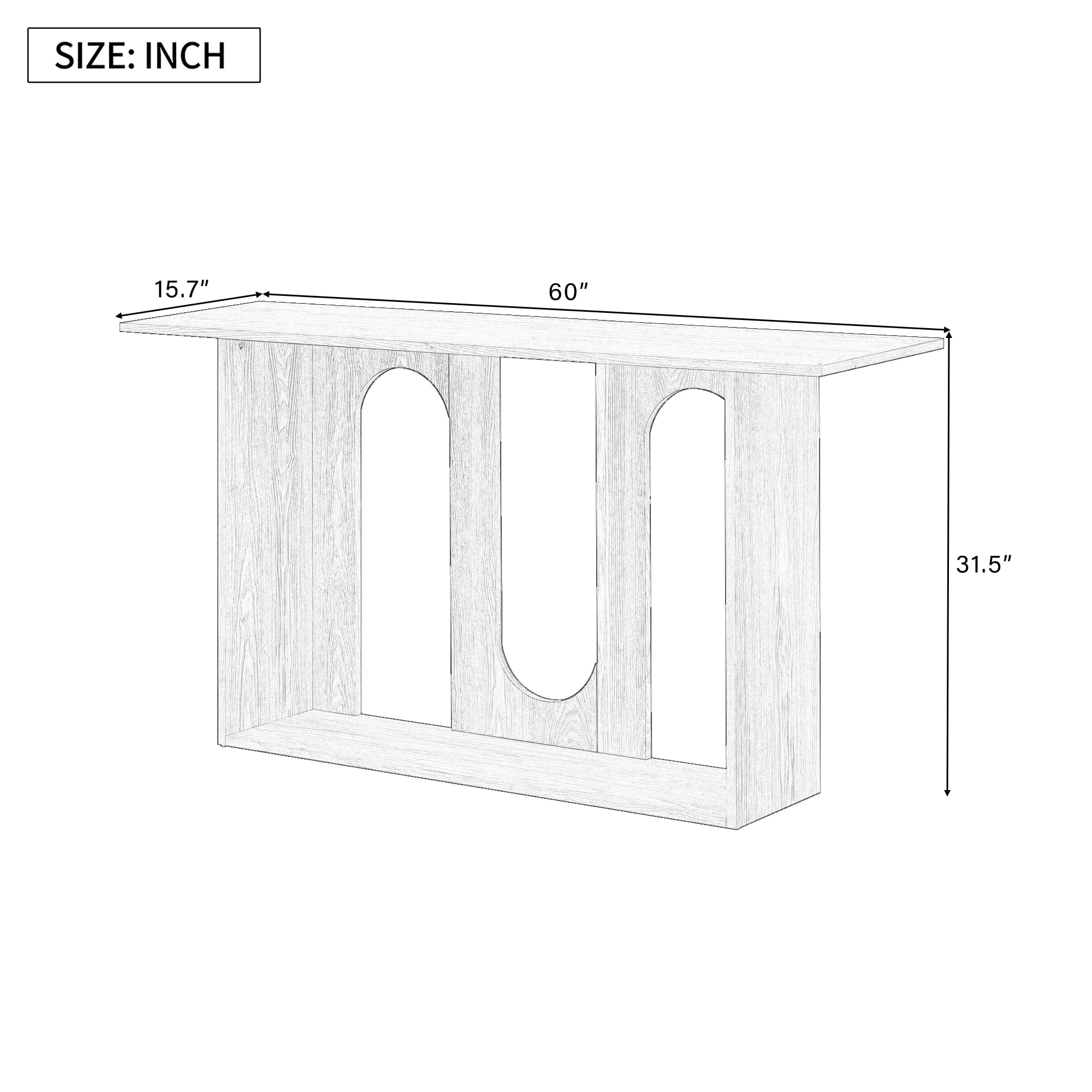 Harper & Bright Designs Wood Curved Console Table with Shelf , Modern Entryway Table with Ash Veneer Designed for Entryway and Hallway , Natural