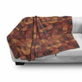 thumbnail image 3 of Orange Soft Flannel Fleece Throw Blanket, Abstract Vector Retro Pattern of Triangles Modern Art Inspired Illustration, Cozy Plush for Indoor and Outdoor Use, 70" x 90", Orange and Brown, by Ambesonne, 3 of 6