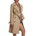 thumbnail image 4 of Women's Petite Trench Coat Lightweight Double Breasted Classic Windbreaker Outwear with Belt, 4 of 6