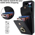 thumbnail image 4 of Phone Case for Samsung Galaxy Z Flip 3 5G 2021 Wallet Cover with RFID Blocking Ring Crossbody Wrist Strap Stand Credit Card Holder Leather Cell Accessories ZFlip3 Z3 Flip3 3Z Women Men Black, 4 of 11