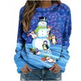 thumbnail image 2 of Qiopertar Mode Femmes Imprimé Col Rond Pull Tops Manches Longues Blouse Confortable Chandail en Molleton Offres de la Semaine Liquidation Moins de 5$ jusqu'à 90 % de Réduction, 2 of 5