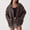 Brown, variant on 2026 Autumn New Fashion Women's Oversized Lapel Zip Up Faux Leather Bomber Jacket