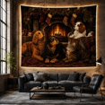 thumbnail image 6 of Four Pets by a Cozy Fireplace, Cozy Rustic for Animal Lovers, Traditional Holiday Art Print, Christmas Gift Tapestry Wall Hanging for Living Room and Bedroom, 6 of 7