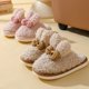 thumbnail image 5 of Zapatillas de algodón con lazo y orejas de conejo para mujer en casa en invierno, suela suave antideslizante gruesa, peludas, lindas y atractivas, zapatillas de mujer para parejas en casa, 5 of 5