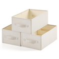 thumbnail image 1 of Contenedores de almacenamiento Tulinstiraga de lino plegables, paquete de 3, color beige, 1 of 9