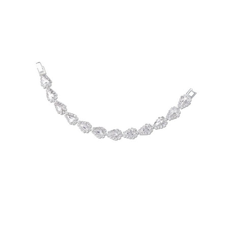 Double Wrap Around Bracelet - Silver Crystal Rhinestone Wrapped Around Crystal Teardrop Bracelet