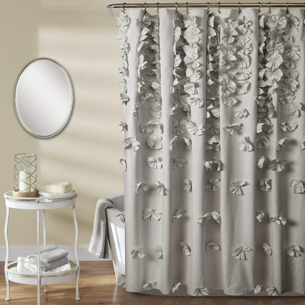 Lush Decor Riley Textured Polyester Shower Curtain, 72x72, Light Gray