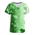 thumbnail image 4 of BiZtdJrK St.Patrick's Day Scrub Tops for Women 2025 Casual Short Sleeve V Neck T Shirt Fashion Shamrock Graphic Tees Nurse Uniform with Pockets Multicolor XXL Lightning Sales, 4 of 6