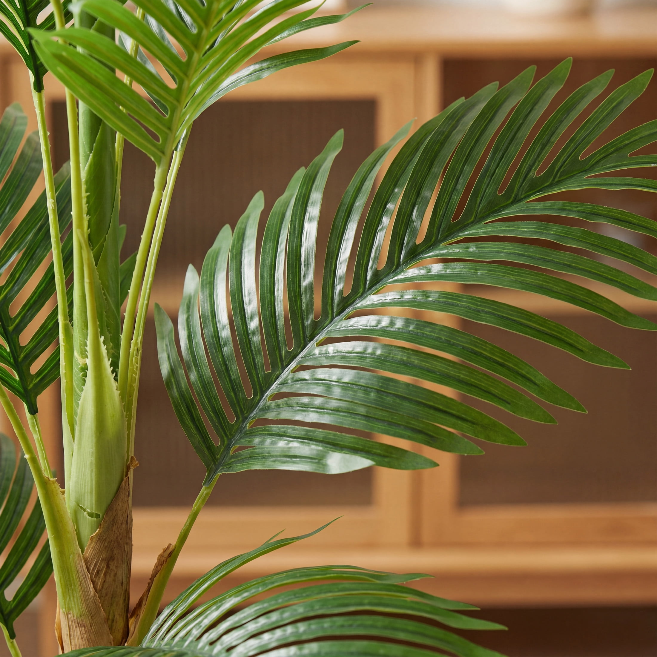 EDX 4ft Artificial Plants, Palm Tree, Faux Tropical Greenery Decorative Plant, Pre-Potted Fake Palm with Realistic Green Leaves for Indoor Outdoor Home Office Living Room Patio Decor