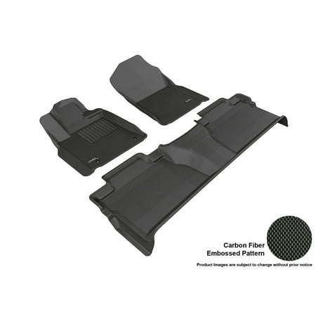 3D MAXpider 2014-2017 Toyota Tundra CrewMax Front & Second Row Set All Weather Floor Liners in Black with Carbon Fiber