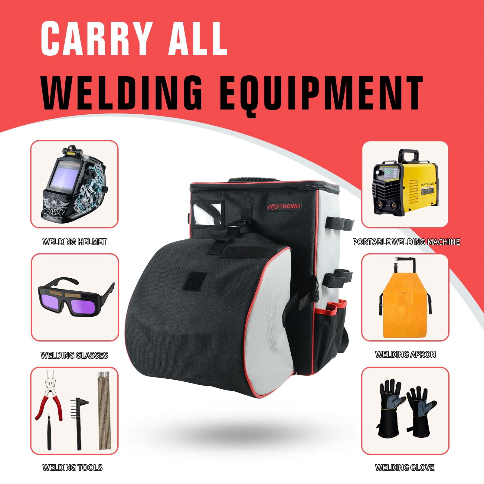 TRQWH Welding Backpack for Men Waterproof Reinforced Bottom Large Capacity Extreme Gear Pack with Helmet Catch Multipurpose Welding Tools Backpack