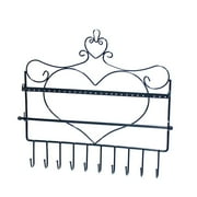 Metal Hanging Jewelry Organizer Rack, Wall Mounted Jewelry Holder for Ear, Necklace and Bracelet, Jewelry Hanger Display - Black