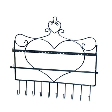 Metal Hanging Jewelry Organizer Rack, Wall Mounted Jewelry Holder for Ear, Necklace and Bracelet, Jewelry Hanger Display - Black
