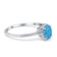 thumbnail image 2 of Halo Oval Fashion Ring Lab Created Blue Opal Accent 925 Sterling Silver Size 6, 2 of 6