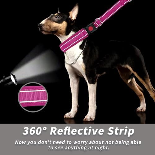 No Pull Martingale Dog Collar for Large Medium Small Dogs, Heavy Duty Nylon Reflective Adjustable Anti Pull Slip Collar with Buckle for Training Walking M Hot Pink
