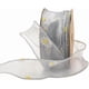 thumbnail image 1 of Cinta floral gris de 10 yardas y 1 5/8 pulgadas con estampado de margaritas de primavera, cinta de organza transparente, cinta de malla transparente, a granel con carrete, 1 of 9