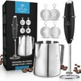 thumbnail image 1 of Milk Frother COMPLETE SET - Includes Frother, Coffee Decorating Stencils and Frothing Cup, 1 of 7