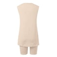 thumbnail image 6 of Women's Sleeveless Solid Two-Piece Shorts Set, Casual Loose Summer Outfit,Beige,M, 6 of 7