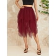 thumbnail image 6 of Caitzr Sexy Mesh Black Tulle Skirt for Women Girls Irregular Elastic Tulle Bubble Skirt Tiered Layered Tulle Tutu A-line Midi Skirt, 6 of 7