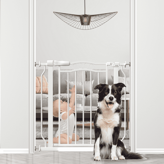 FURDEAR Extra Wide Baby Gate for Doorways 29.9"-33.6" Metals White