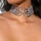 thumbnail image 2 of Collares de diamantes de imitación, gargantilla de mariposa plateada, collar de cristal completo, joyería para fiestas y festivales para mujeres y niñas., 2 of 4