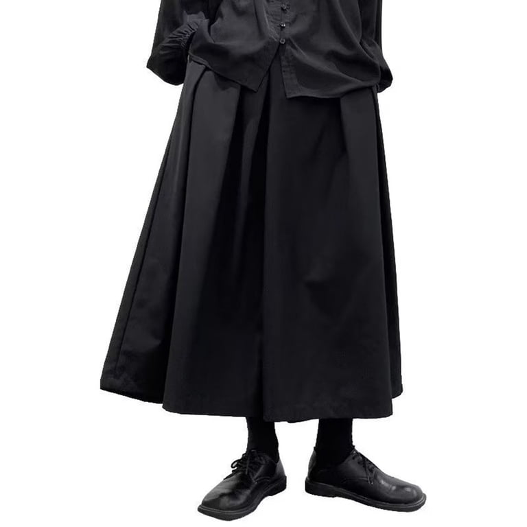 Mens Gothic Dark Style Loose Cropped Hakama Wide Leg Design Sense