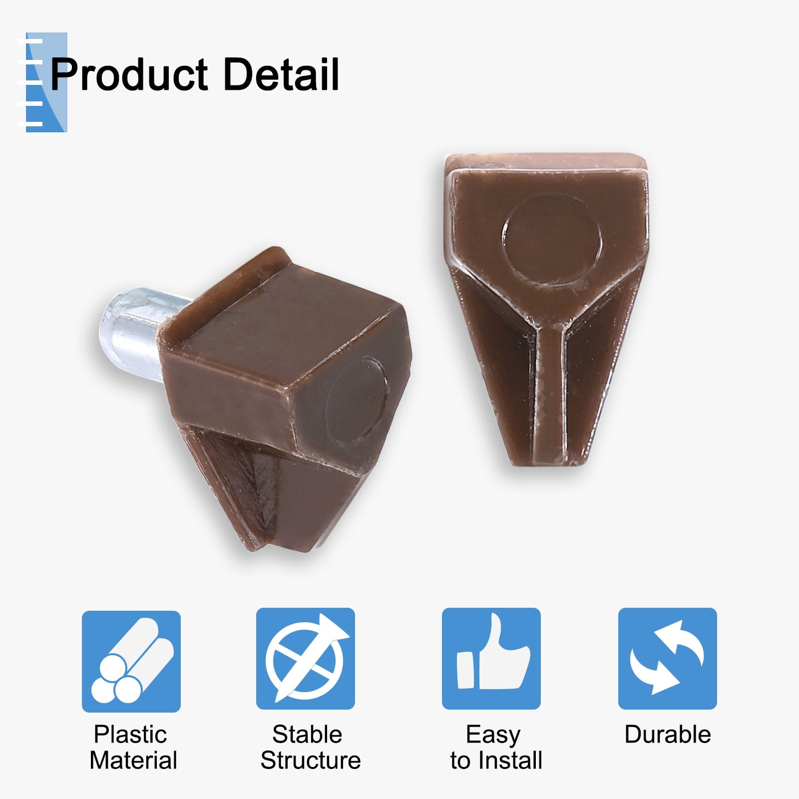 Unique Bargains Durable Shelf Support Pegs for Cabinets Shelves Brown 0.2" x 0.53"