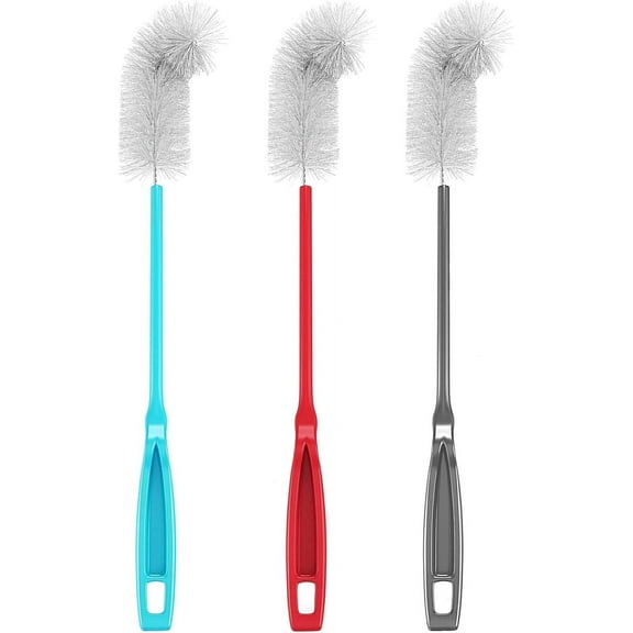 Konex Bottle Brush 3-Pack – Long Bottle Cleaner and Washer Brushes for Water Bottles, Glassware, Jars, and Vases (16-Inch)