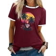 thumbnail image 6 of Womens Tops Casual T Shirts Color Block Graphic Short Sleeve Beach Summer Layer Clothes, 6 of 8