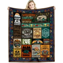 Camping Blanket Camping Lovers Gift Ideas for Men or Woman, Super Soft Throws Flannel Fleece Blankets Gifts for Camper Outdoor, Campsite Outdoors RV Travel Hiking Bed Sofa Couch 60"x50"