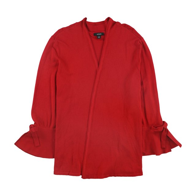 Alfani Suéter tipo cárdigan con mangas anudadas para mujer, rojo, mediano