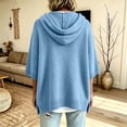 thumbnail image 6 of Sheghy Cute Hoodies for Women Women Drawstring Hooded Collar 3/4 Sleeve Solid Oversized Loose Ribbed Hem Knitted Sweater Top Sky Blue S, 6 of 6