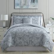 Modern Threads Olivia 8-Piece Reversible Adult Unisex Bed in a Bag, Gray Floral, Full