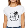 thumbnail image 2 of Women's Travel Shirt Novelty Graphics Beach Coconut Seagull Short Sleeve Top, 2 of 5
