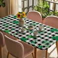 thumbnail image 3 of St. Patrick's Day Table Cloths for 5 Foot Rectangle Tables, Spring Green Shamrock Black Plaid Beige Patio Waterproof Elastic Fitted Tablecloths, Washable Rectangular Table Cover for Camping, 3 of 8