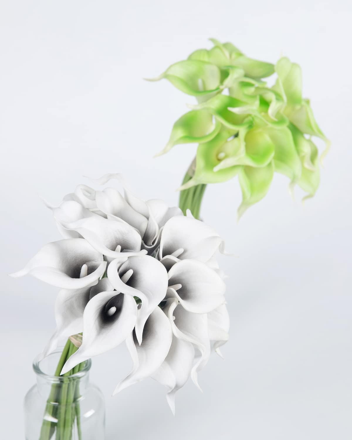 20Pcs Artificial Calla Lily Flower Real Touch Latex Flowers for DIY Wedding Bouquet Party Home Decor (Pure White)