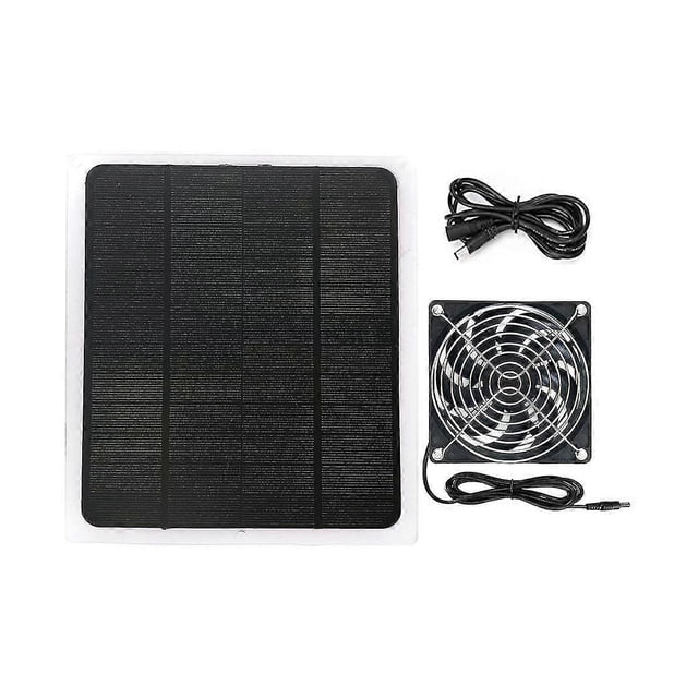 Solar Panel Fan 10W Waterproof Mini Solar Powered Fan Exhaust Ventilator for Pet Dog Houses, Greenh