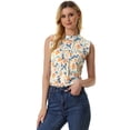 thumbnail image 1 of Blusa elegante Allegra K Sin mangas Vintage de la Década de 1950 con volantes para Oficina de Negocios Mujer Blanco Azul Floral XL, 1 of 6