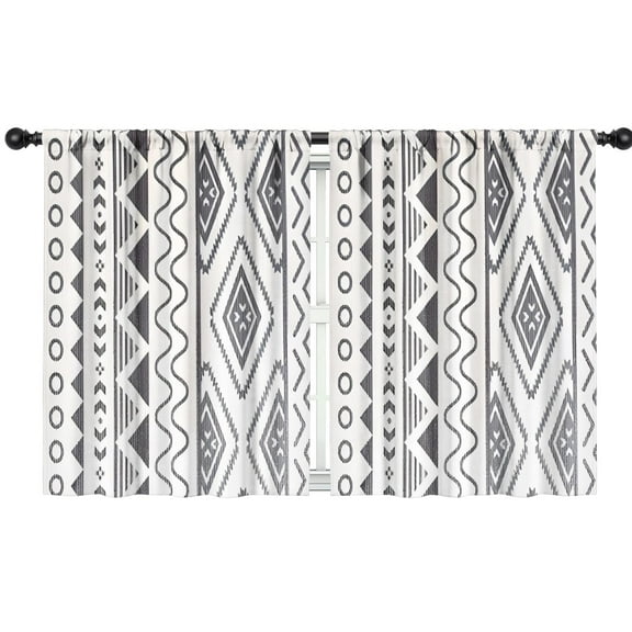 Blackout Kids Curtains,White Geometric Diamond Wave Pattern Childrens Insulated Curtains Set Of 2,Bedroom Essentials,Toddler Room Decor 42x54in(106x137cm)