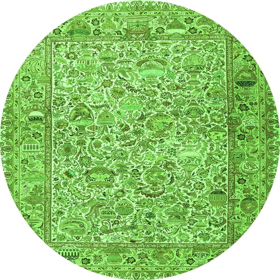 Ahgly Company Indoor Round Persian Green Traditional Area Rugs, 6' Round