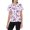 Pink Rose Purple Floral, variant on Women's All-Over Print Watercolor Yellow Pink T-Shirt Short Sleeve Crewneck Casual Summer Tee Tops
