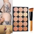 thumbnail image 5 of 2pcs Set: 15-Shade Concealer Palette with Brush - Waterproof, Sweatproof, Full Coverage for Acne & Tattoos, Moisturizing Long-Lasting Face Makeup, 5 of 5