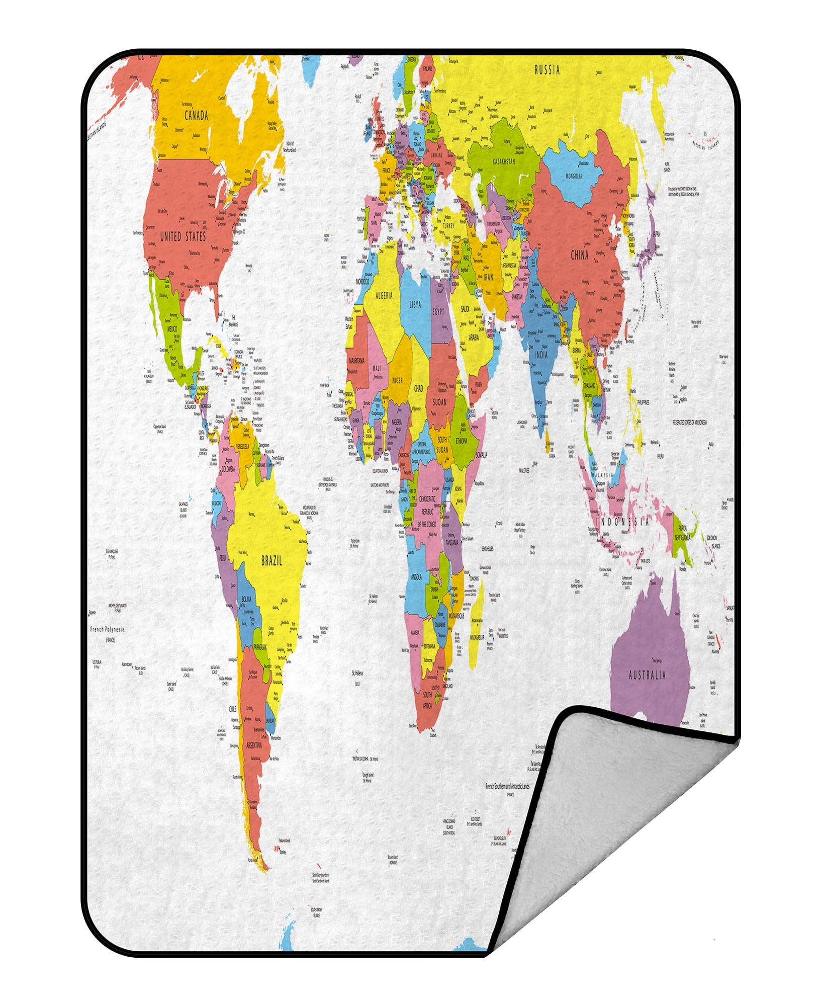 YKCG Globe Art Earth World Map Blanket Crystal Velvet Front and