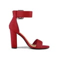 thumbnail image 6 of BLISSFUL STEP Women's Block Heels Zipper Buckle Ankle Strap Sandals Red 8, 6 of 8