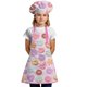 thumbnail image 2 of Delantal SANDJEST Donut Kid para niñas con bolsillo y gorro de chef, 2 of 8
